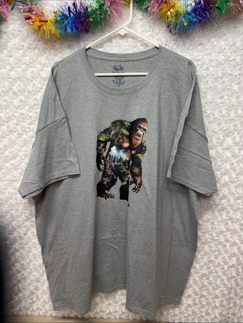 Fruit of the Loom unisex Gray Men’s 3X Sasquatch Bigfoot fun Graphic Tee